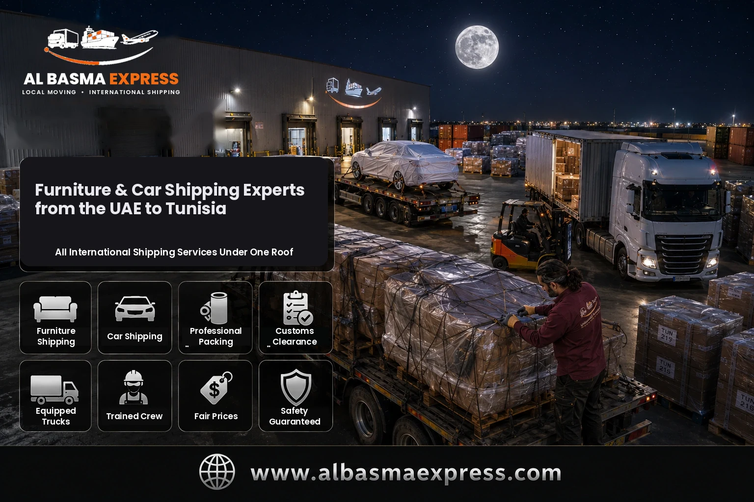 Furniture and Car Shipping Company from the UAE to Tunisia | +971557643821 Sea, Air and Full Delivery
