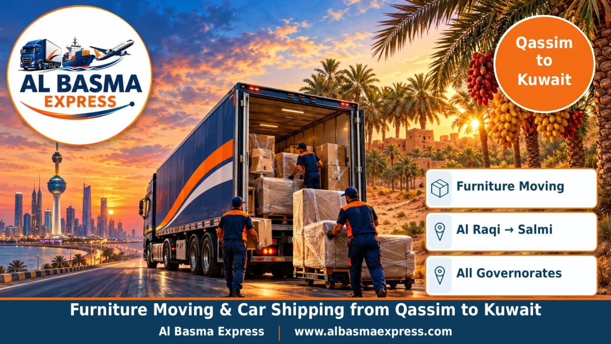 Furniture Moving & Car Shipping from Qassim to Kuwait | The Nearest Route via Hafar Al-Batin and Al Raqi