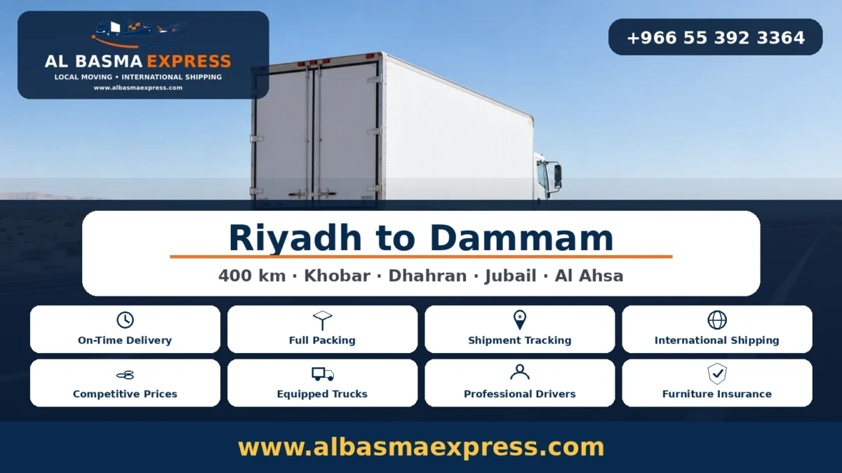 Furniture Moving from Riyadh to Dammam Khobar, Dhahran, Jubail and Al Ahsa
