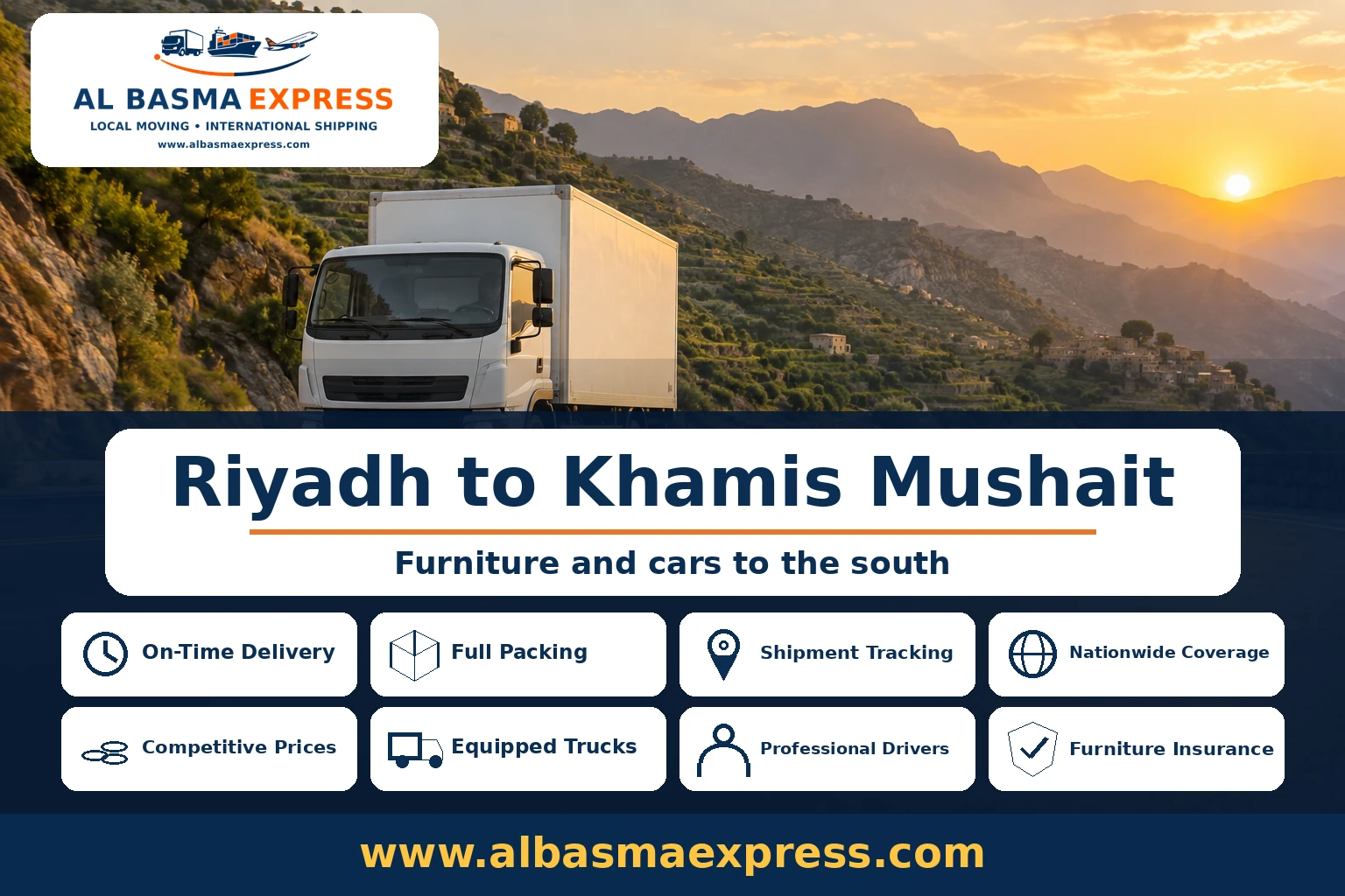 Furniture Moving Company from Riyadh to Khamis Mushait | +966553923364