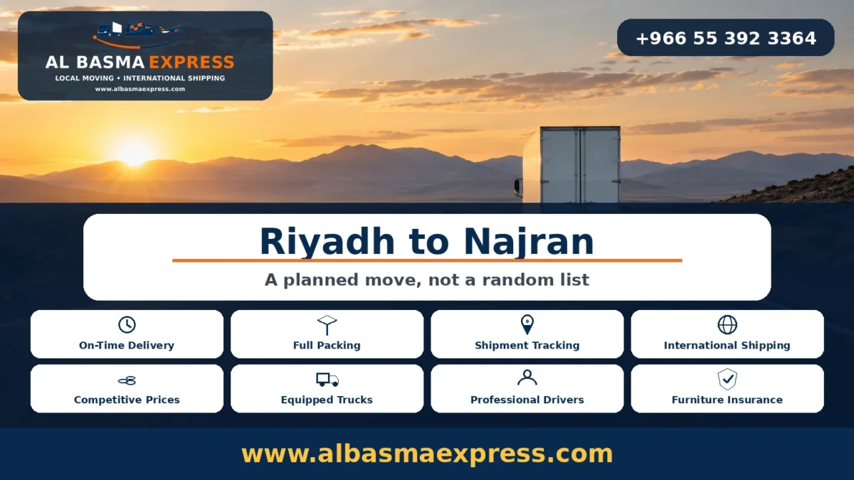 Furniture Moving Company from Riyadh to Najran Intercity Moving