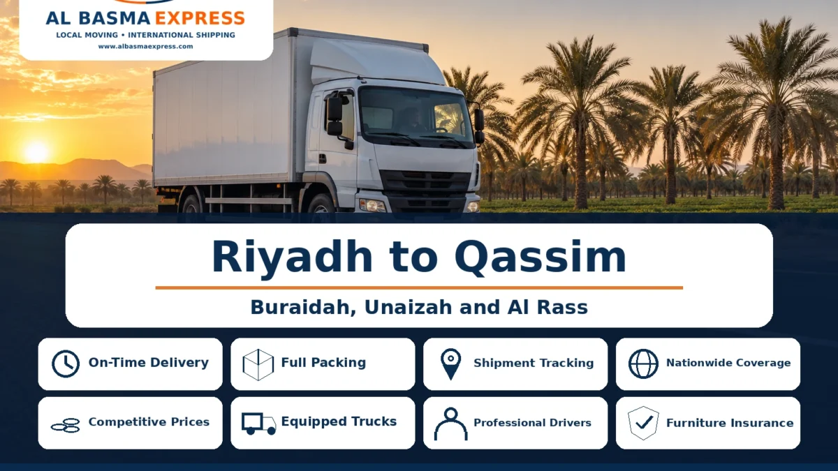 Furniture Moving Company from Riyadh to Qassim Buraidah, Unaizah, Ar Rass