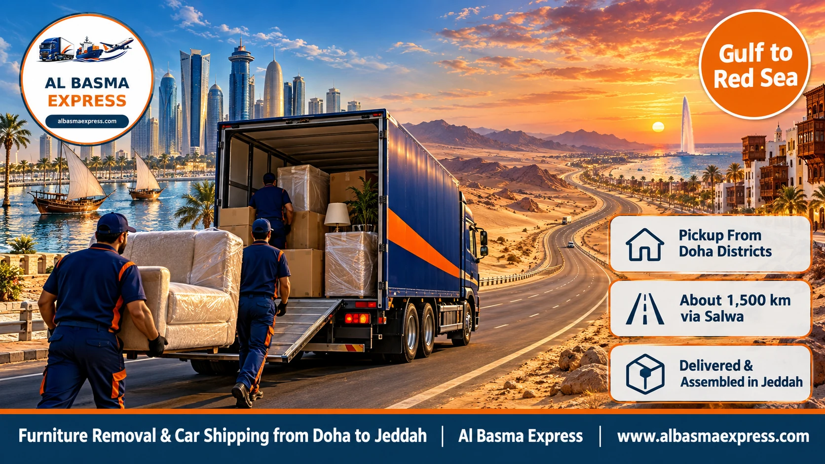 Furniture Removal & Car Shipping from Doha to Jeddah | From Doha Towers to Your Jeddah Home