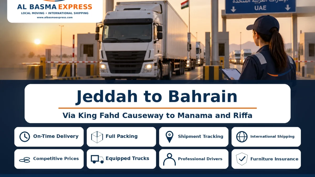 Furniture Shipping and Moving Company from Jeddah to Bahrain King Fahd Causeway