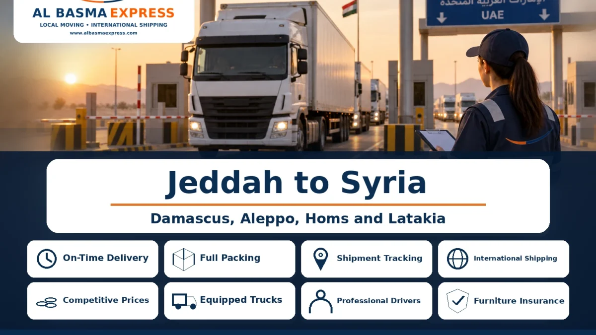 Furniture Shipping and Moving Company from Jeddah to Syria Land and Air