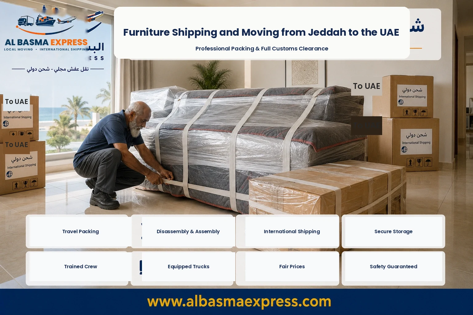 Sofa wrapped in Jeddah for shipping to the UAE