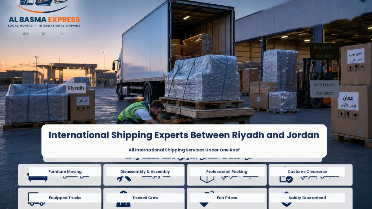 Furniture Shipping and Moving Company from Riyadh to Jordan Haditha Crossing