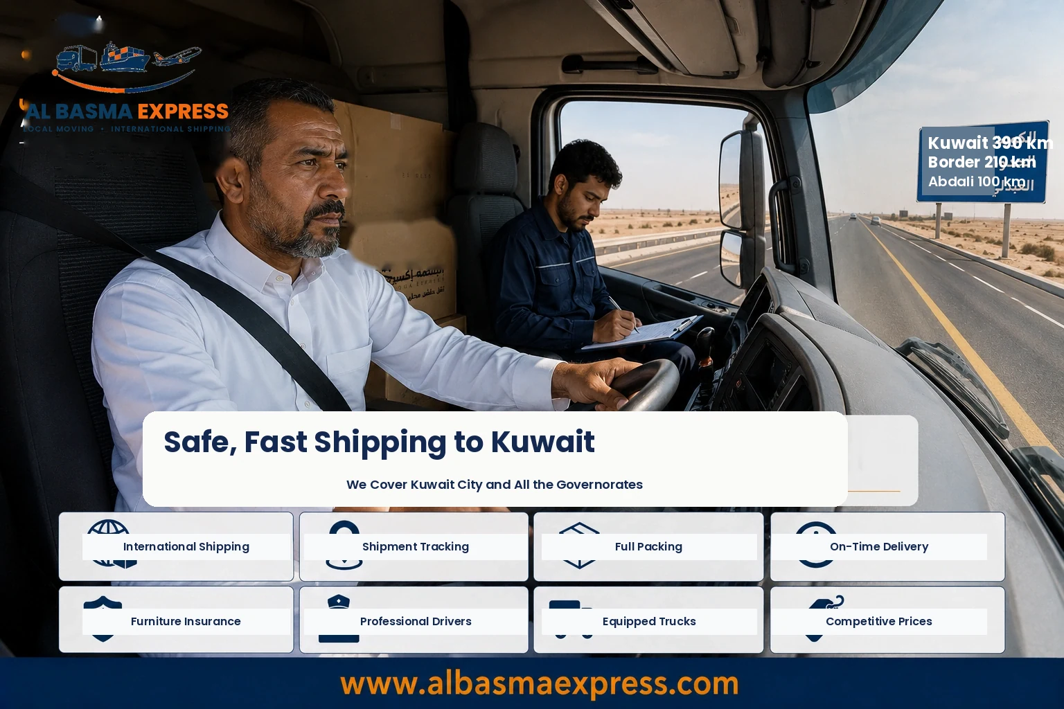 Truck heading from Riyadh to Kuwait