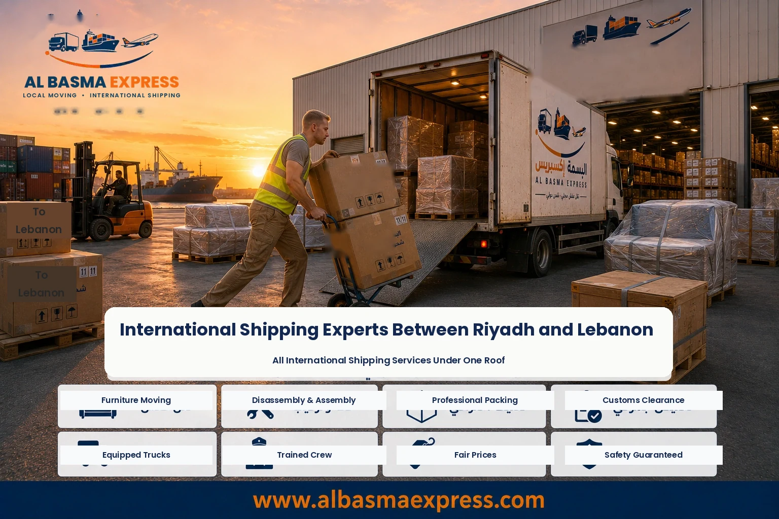 Furniture Shipping and Moving Company from Riyadh to Lebanon | +966553923364 Land, Sea and Air