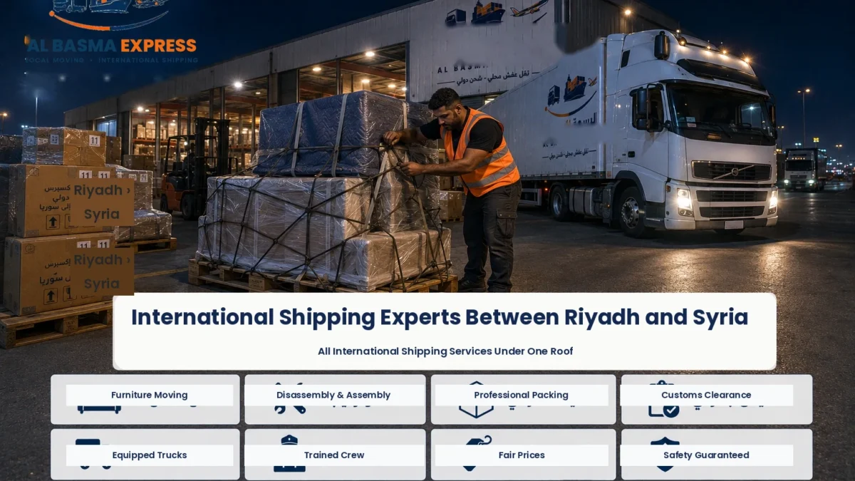 Furniture Shipping and Moving Company from Riyadh to Syria Land, Air and Consolidated