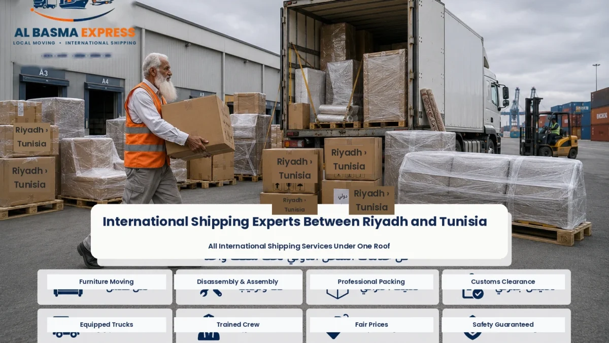Furniture Shipping and Moving Company from Riyadh to Tunisia Radès and Sfax Ports