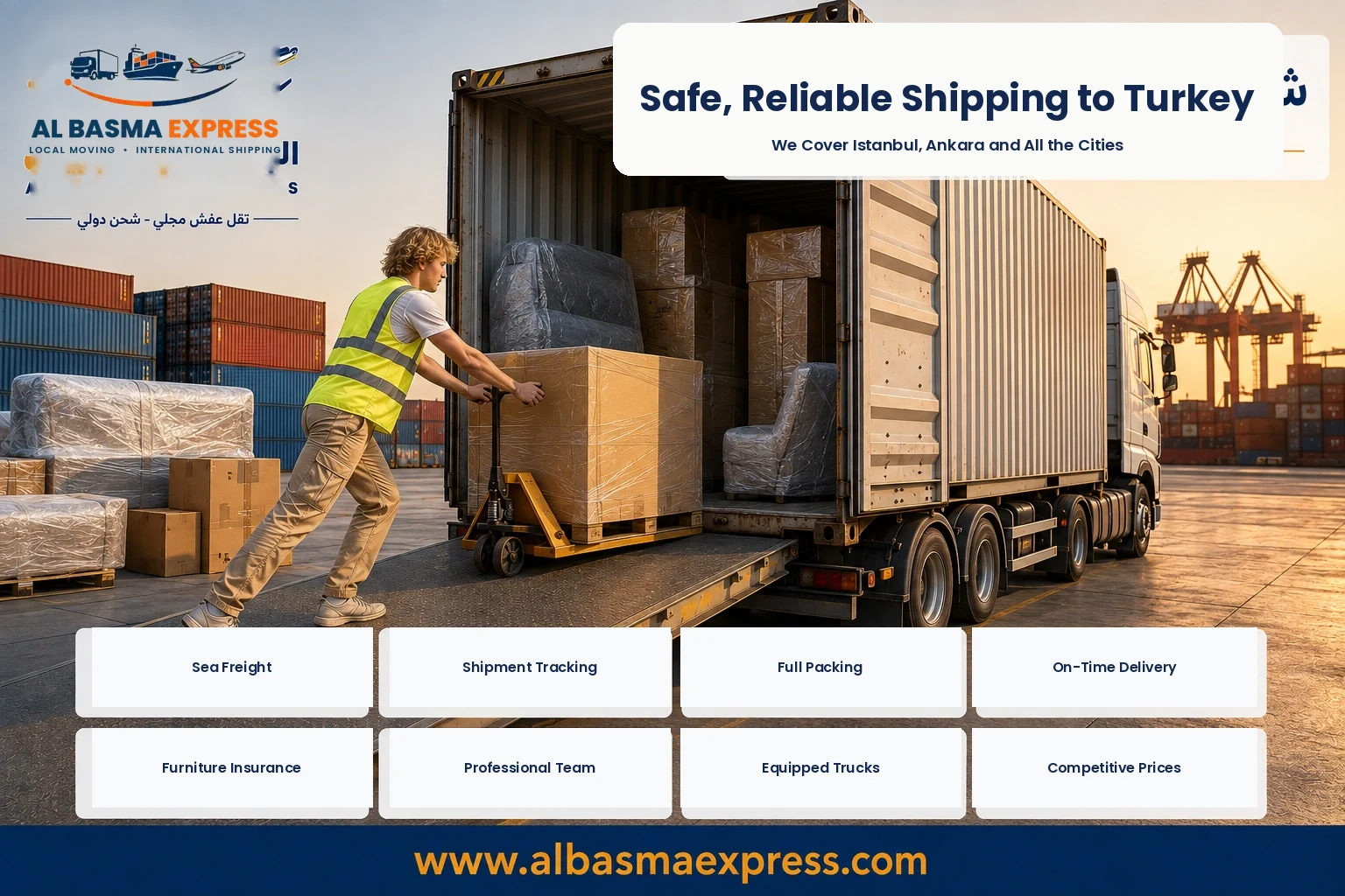 Container loaded for shipping from Riyadh to Turkey