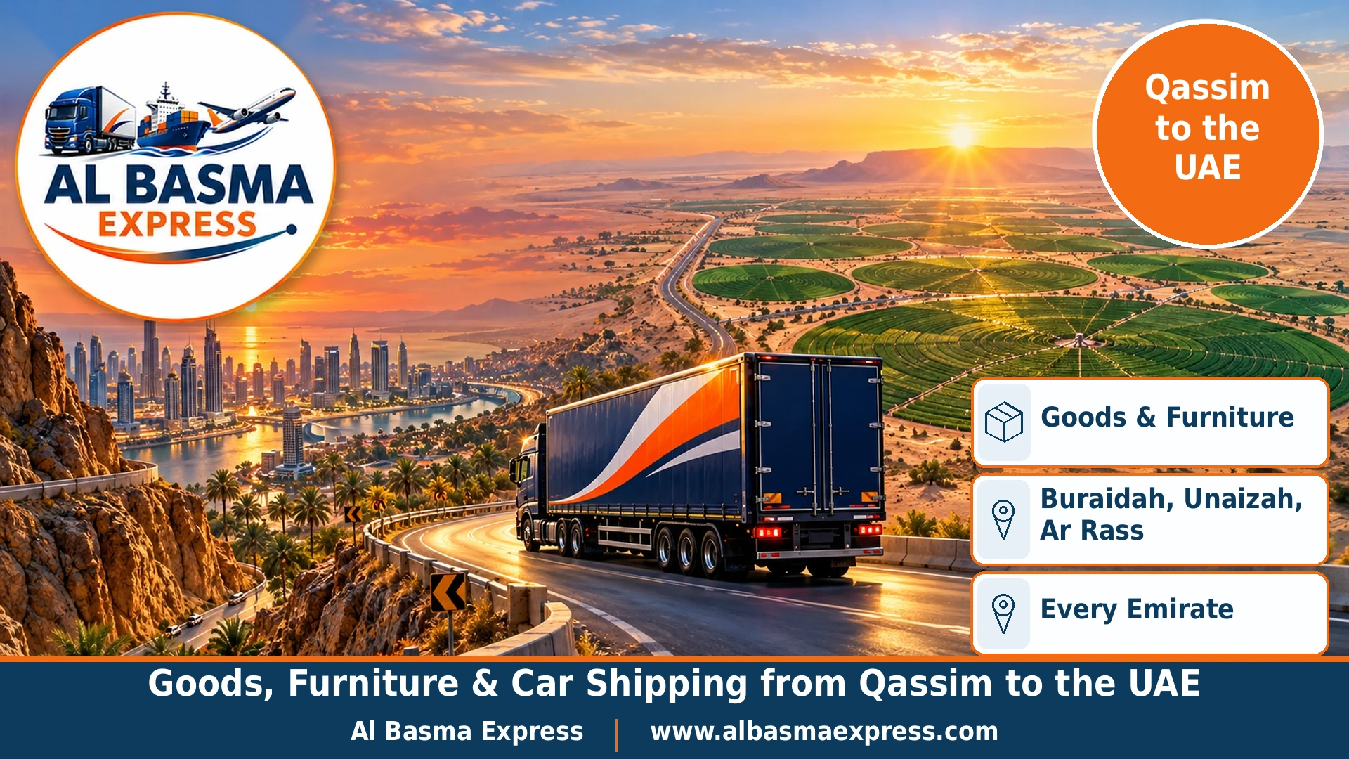 Goods, Furniture & Car Shipping from Qassim to the UAE | Buraidah Dates, Your Home and Car via Al Batha