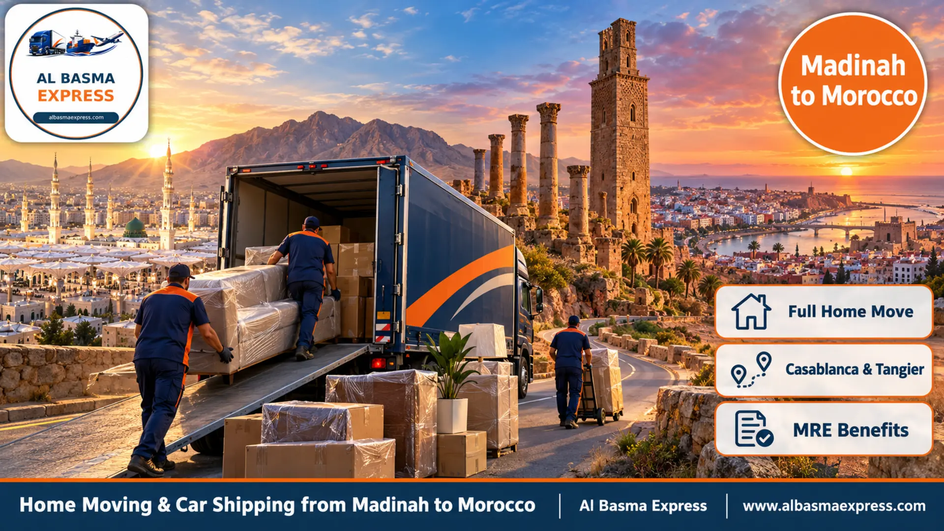 Home Moving & Car Shipping from Madinah to Morocco | Your Home Room by Room, from Jeddah to Casablanca and Tangier