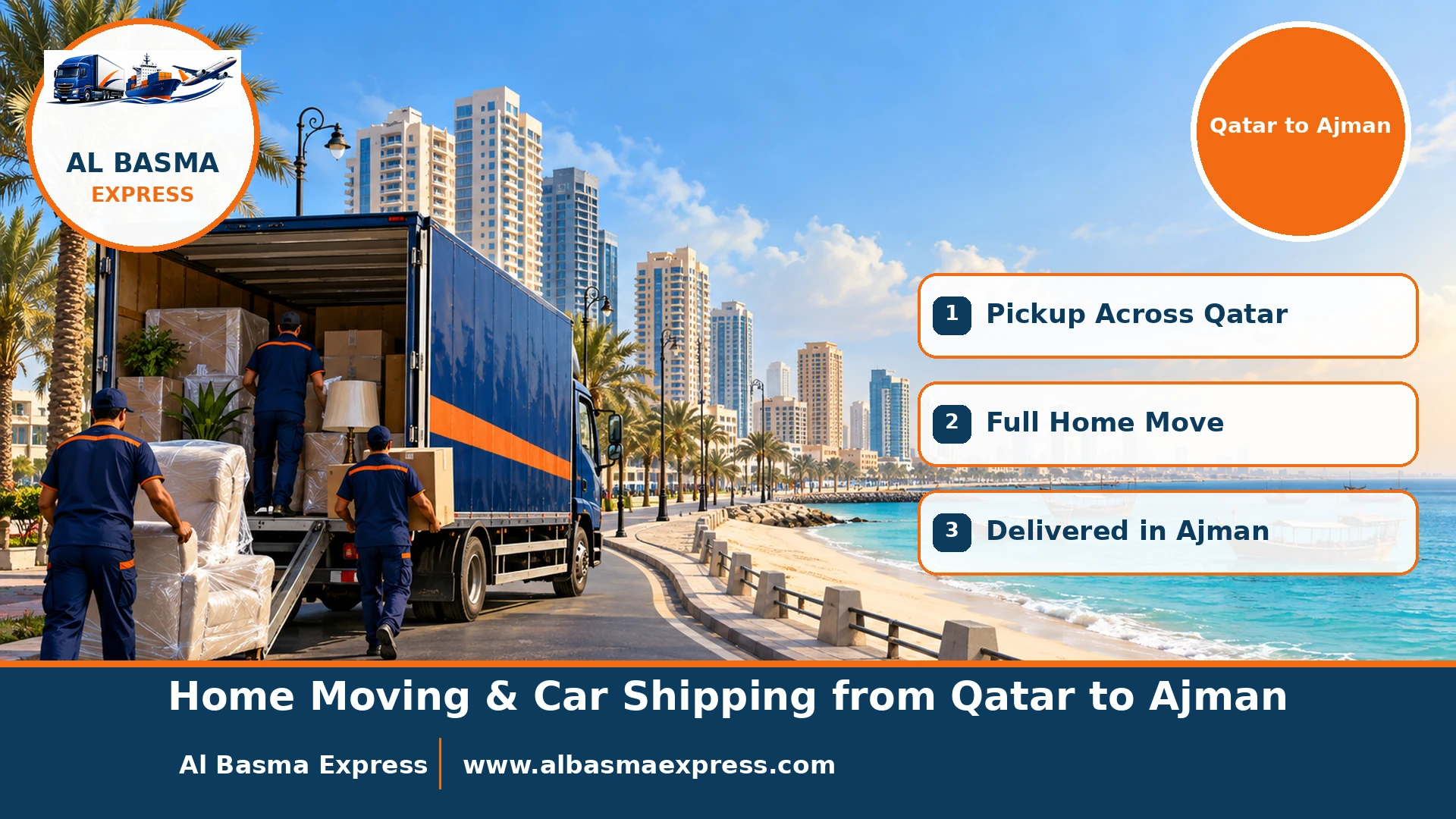 Home Moving & Car Shipping from Qatar to Ajman | From Survey in Qatar to Your Ajman Tower