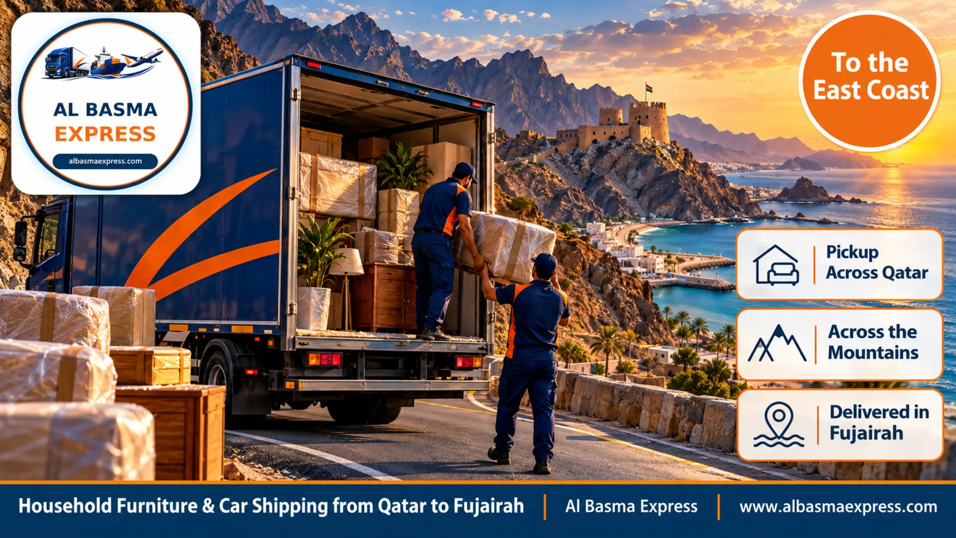 Household Furniture & Car Shipping from Qatar to Fujairah | Across the Mountains to the East Coast