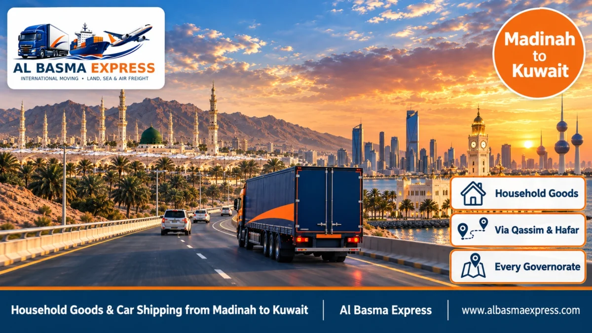 Household Goods & Car Shipping from Madinah to Kuwait | Qurans, Calligraphy Panels and Curios, Each Category Packed with Care
