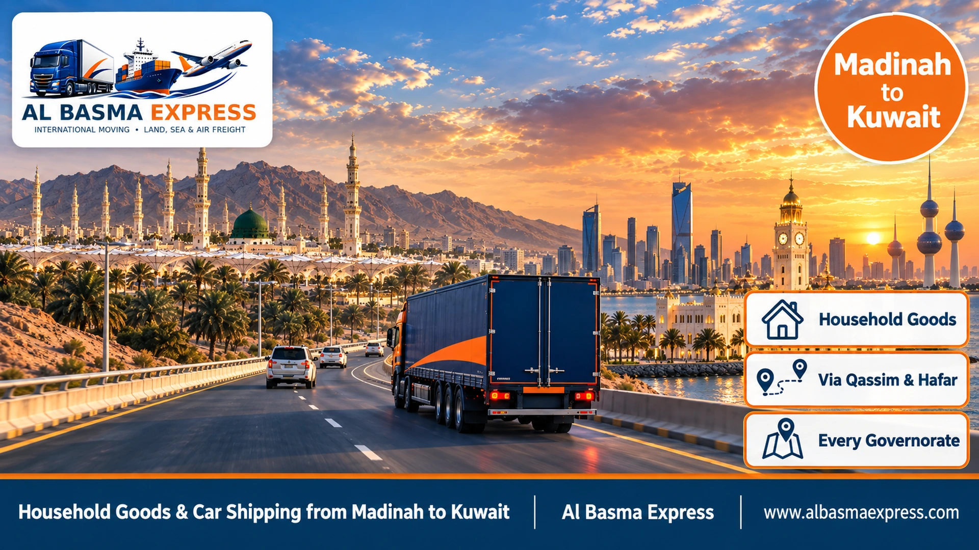 Household Goods & Car Shipping from Madinah to Kuwait | Qurans, Calligraphy Panels and Curios, Each Category Packed with Care