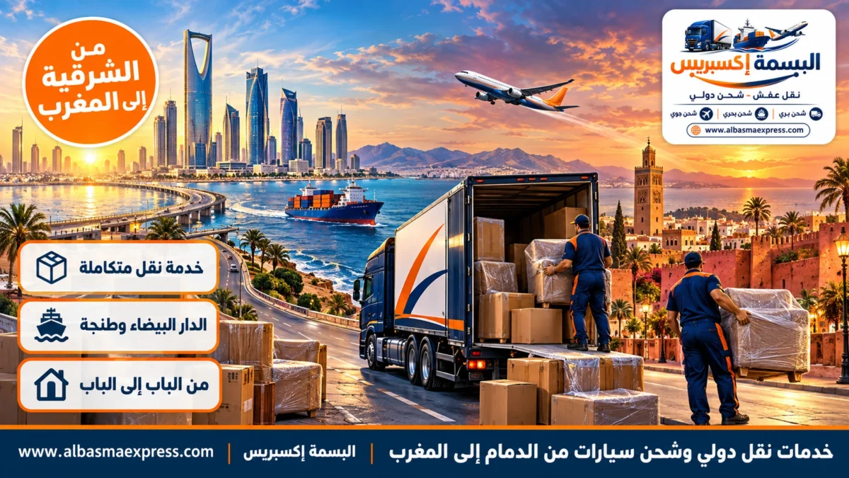خدمات نقل دولي وشحن سيارات من الدمام إلى المغرب: منسق واحد من المعاينة حتى التفريغ مع امتيازات مغاربة العالم