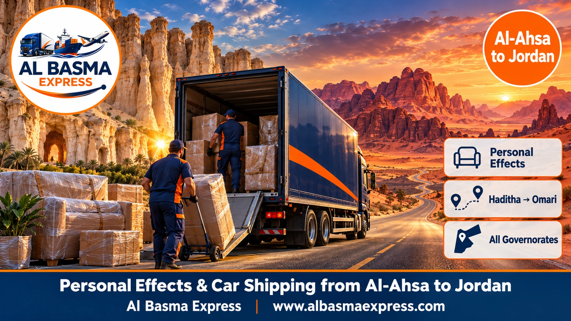 Personal Effects & Car Shipping from Al-Ahsa to Jordan | An Exemption-Ready List and a Direct Road to Al Haditha