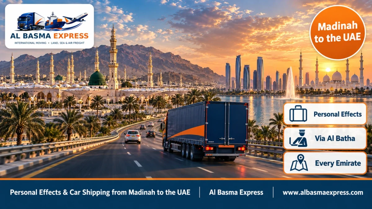 Personal Effects & Car Shipping from Madinah to the UAE | Your Effects, Books and Car from Home to Dubai and Abu Dhabi