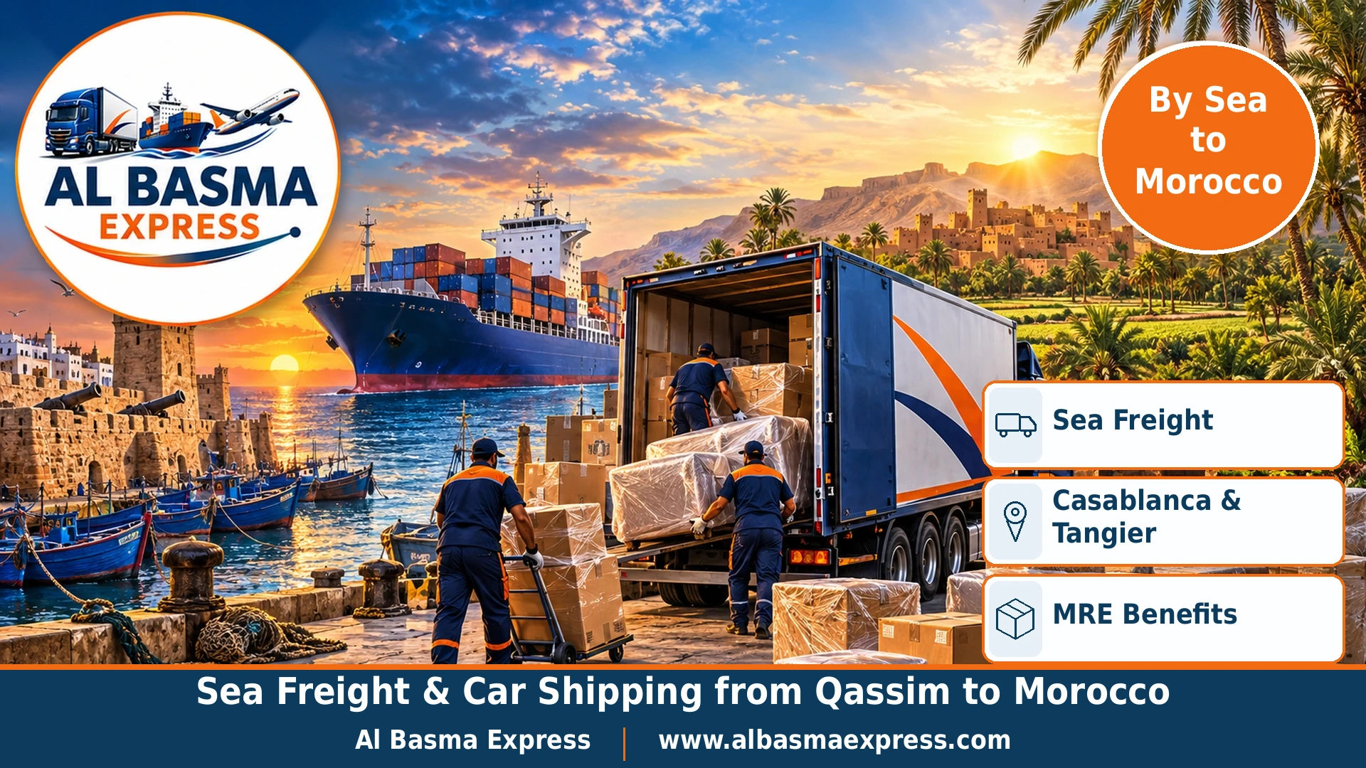 Sea Freight & Car Shipping from Qassim to Morocco | From Jeddah via Suez and Gibraltar, Every Piece Protected