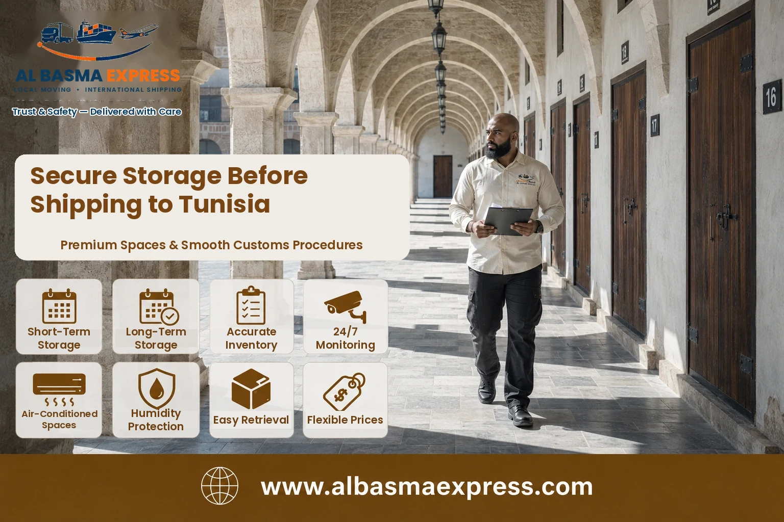 Secure storage units before shipping from Saudi Arabia to Tunisia