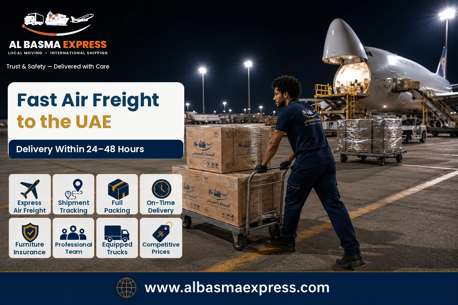 Fast air freight from Saudi Arabia to the UAE with delivery within 24 to 48 hours