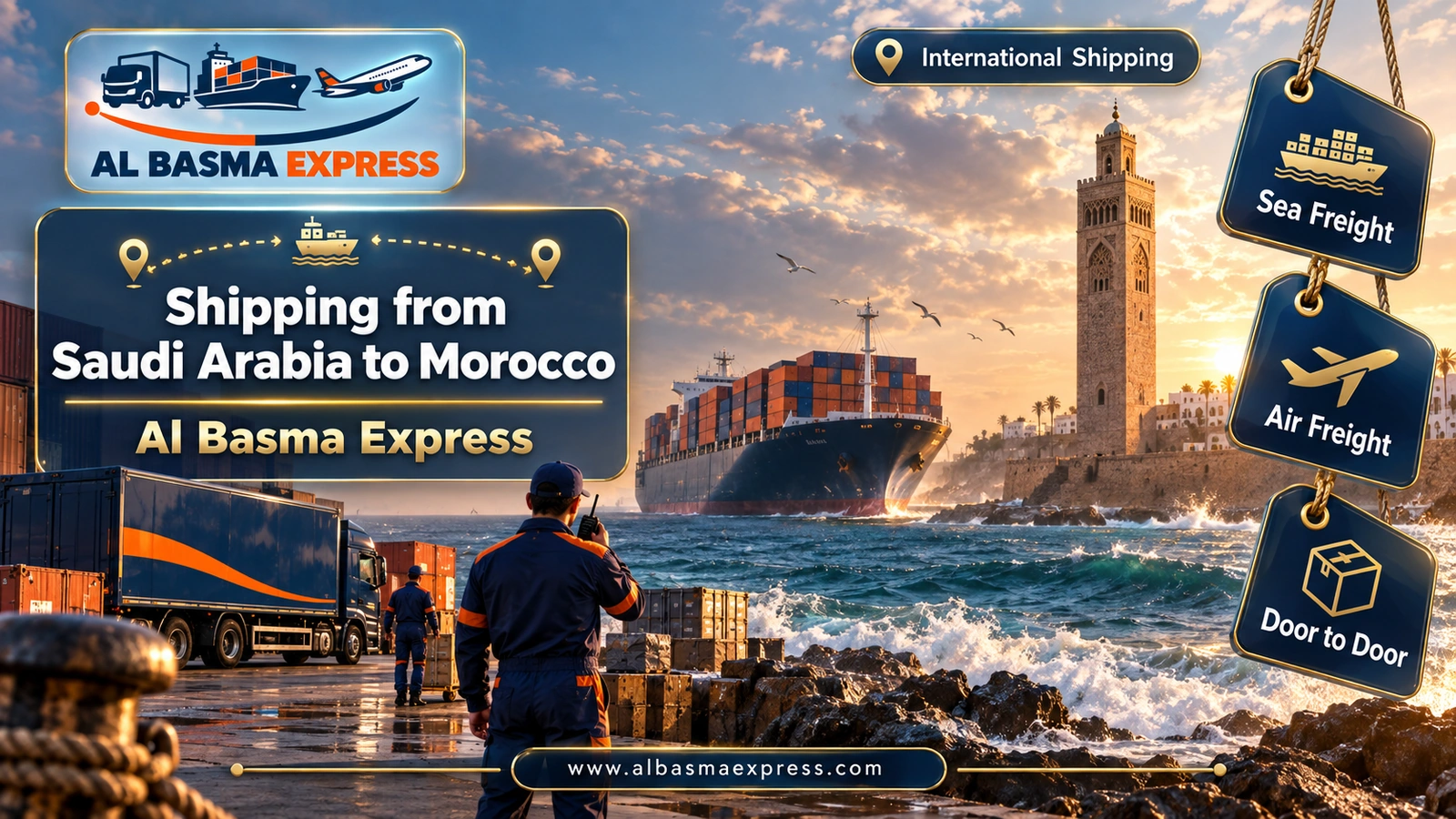 Shipping from Saudi Arabia to Morocco | +966553923364 Cars, Containers & Community Belongings to Casablanca